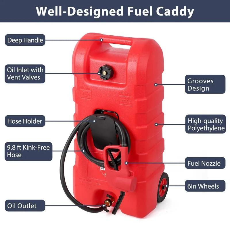 Portable Fuel Caddy With Siphon Pump And 10ft Hose