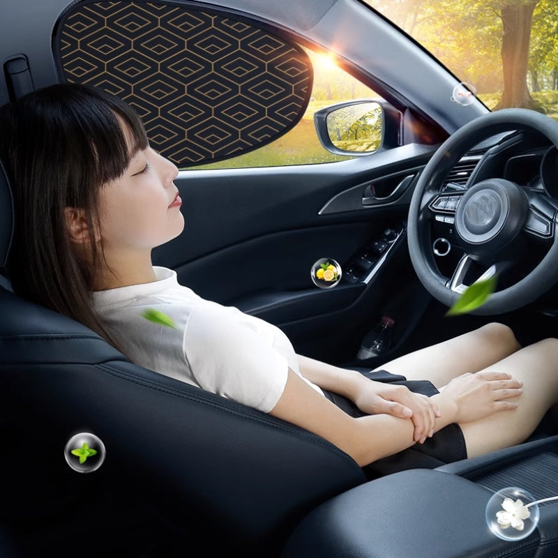 ⚡ Instant Car Cooler Shades - Cuts Cabin Temp by 20°C | One-Size-Fits-All 🏖️ 🌡️ Blocks 99% UV Rays | 🧳 Stores in Glovebox