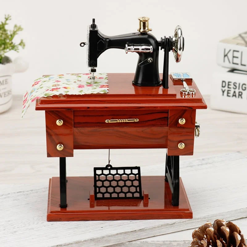 🥇🎵Wood Mini Sewing Machine Music Box
