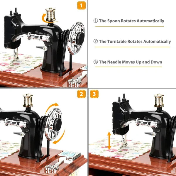🥇🎵Wood Mini Sewing Machine Music Box