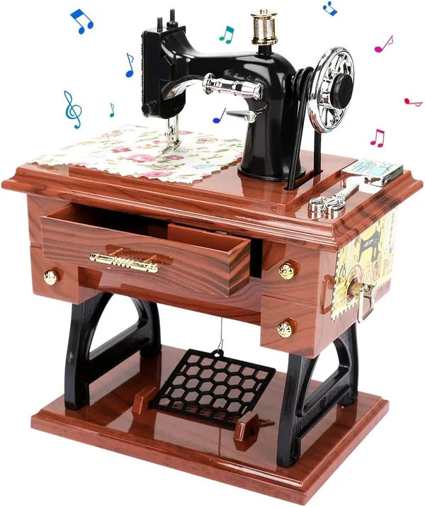 🥇🎵Wood Mini Sewing Machine Music Box